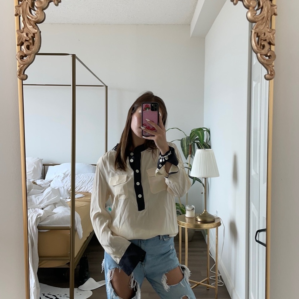 Black and White Real Silk J.CREW Blouse ♡